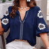 Blouse brodée femme - haut floral léger pour un style estival sans effort