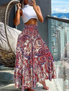 Jupe maxi - jupe élégante taille haute avec impression tropicale