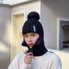Bonnet balaclava en tricot avec fermeture éclair - accessoire d'hiver pour femmes