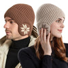 Bonnet relaxant avec protège-oreilles - bonnette tricotée classique pour femmes