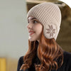 Bonnet relaxant avec protège-oreilles - bonnette tricotée classique pour femmes