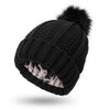 Bonnet tricoté - chapeau d'hiver pour femmes avec pompon en fausse fourrure