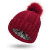 Bonnet tricoté - chapeau d'hiver pour femmes avec pompon en fausse fourrure