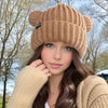 Bonnet tricoté - chapeau pour femmes avec oreilles d’ours