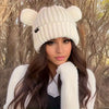 Bonnet tricoté - chapeau pour femmes avec oreilles d’ours