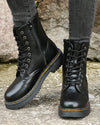 Bottes chelsea en cuir noir pour femmes - style lacé et zip pratique