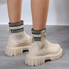 Bottes chevilles - chaussures tendances à semelle épaisse pour femmes