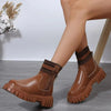 Bottes chevilles - chaussures tendances à semelle épaisse pour femmes