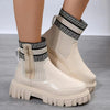 Bottes chevilles - chaussures tendances à semelle épaisse pour femmes