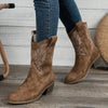 Bottes cowboy camel - bottines brodées pour femmes avec talon bloc