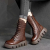 Bottes de combat lacées - chaussures à semelle épaisse pour femmes