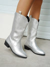 Bottes de cowboy - chaussures en simili cuir élégantes pour femmes avec doublure douce