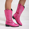Bottes de cowboy - chaussures en simili cuir élégantes pour femmes avec doublure douce