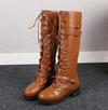 Bottes montantes à lacets pour femmes - bottines en cuir stylées avec boucles