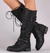 Bottes montantes à lacets pour femmes - bottines en cuir stylées avec boucles