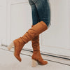 Bottes montantes - élégantes bottines à talons en daim pour femmes