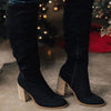 Bottes montantes - élégantes bottines à talons en daim pour femmes