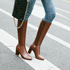 Bottes montantes élégantes en simili cuir pour femmes