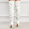 Bottes montantes en faux latex - chaussures à talons tendance pour femmes
