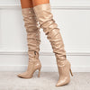 Bottes montantes en faux latex - chaussures à talons tendance pour femmes
