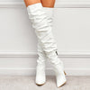 Bottes montantes en faux latex - chaussures à talons tendance pour femmes