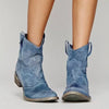 Bottes western à chevilles - chaussures en daim vintage pour femmes