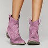Bottes western à chevilles - chaussures en daim vintage pour femmes
