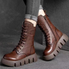 Bottines à lacets pour femmes - chaussures à talons épais tendance