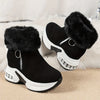 Bottines à talon compensé avec fourrure synthétique - élégantes et tendance