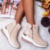 Bottines à talons compensés - bottines tendance pour femmes avec fermeture éclair