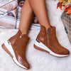 Bottines à talons compensés - bottines tendance pour femmes avec fermeture éclair
