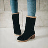 Bottines à talons pour femmes - bottes en suède d’hiver avec bord en fausse fourrure