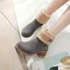 Bottines à talons pour femmes - bottes en suède d’hiver avec bord en fausse fourrure