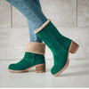Bottines à talons pour femmes - bottes en suède d’hiver avec bord en fausse fourrure