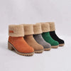 Bottines à talons pour femmes - bottes en suède d’hiver avec bord en fausse fourrure