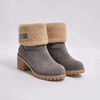 Bottines à talons pour femmes - bottes en suède d’hiver avec bord en fausse fourrure