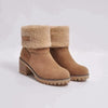 Bottines à talons pour femmes - bottes en suède d’hiver avec bord en fausse fourrure