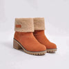 Bottines à talons pour femmes - bottes en suède d’hiver avec bord en fausse fourrure