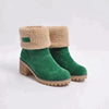 Bottines à talons pour femmes - bottes en suède d’hiver avec bord en fausse fourrure