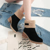 Bottines à talons pour femmes - bottes en suède d’hiver avec bord en fausse fourrure