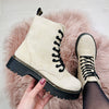 Bottines beiges à lacets - chaussures en daim élégantes pour femmes
