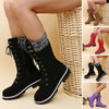 Bottines d'hiver à lacets pour femmes - élégantes en suède noir