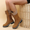 Bottines d'hiver à lacets pour femmes - élégantes en suède noir