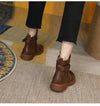 Bottines - élégantes bottines en cuir marron avec détail boucle pour femmes
