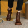 Bottines - élégantes bottines en cuir marron avec détail boucle pour femmes