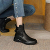 Bottines - élégantes bottines en cuir marron avec détail boucle pour femmes