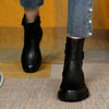 Bottines - élégantes bottines en cuir marron avec détail boucle pour femmes