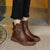 Bottines - élégantes bottines en cuir marron avec détail boucle pour femmes