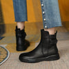 Bottines - élégantes bottines en cuir marron avec détail boucle pour femmes