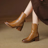 Bottines élégantes en cuir avec fermeture éclair et talon